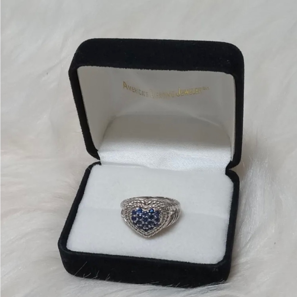 ❤️❤️ Judith Ripka Sapphire Heart Ring in Sterling Silver, Size 7